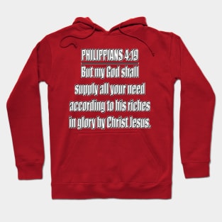 Philippians 4:19 King James Version Bible Verse Typography Hoodie